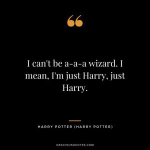 Quote that reads: 'I cant be a wizard. I mean, i'm just harry, just harry'