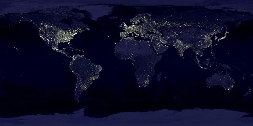 Picture showing half the globe lighted up